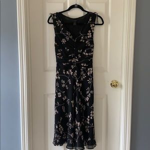 Limited Silk Sleeveless Black Floral Dress